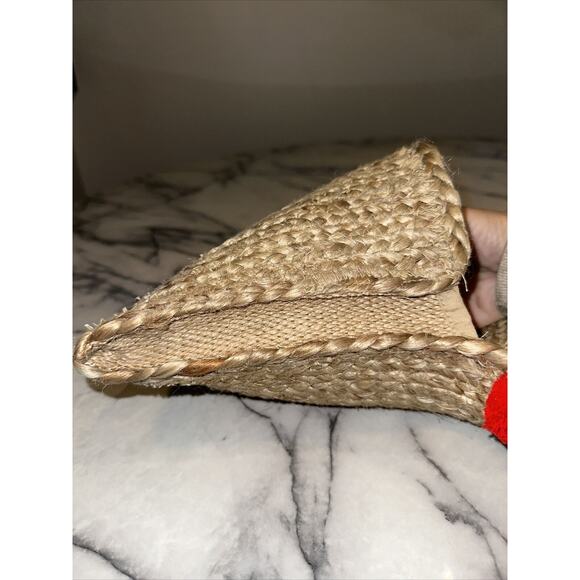 NWT America & Beyond Pom Pom Straw Clutch Handmade Upcycled Jute Straw Handbag - Picture 8 of 8